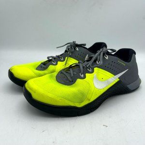 Nike Womens Metcon 2 Flywire Lace Up Trainers Sneakers Yellow Gray Size 8